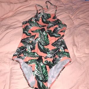 Palm leaves one piece swimsuit